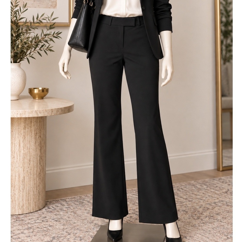 Ann Taylor Petite Curvy Black Flare Leg Dress Pants Size 6P Tailored Trousers